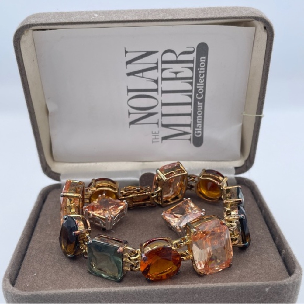 Nolan Miller Glamour Collection Multi-Color CZ Bracelet & Earrings Set Vintage